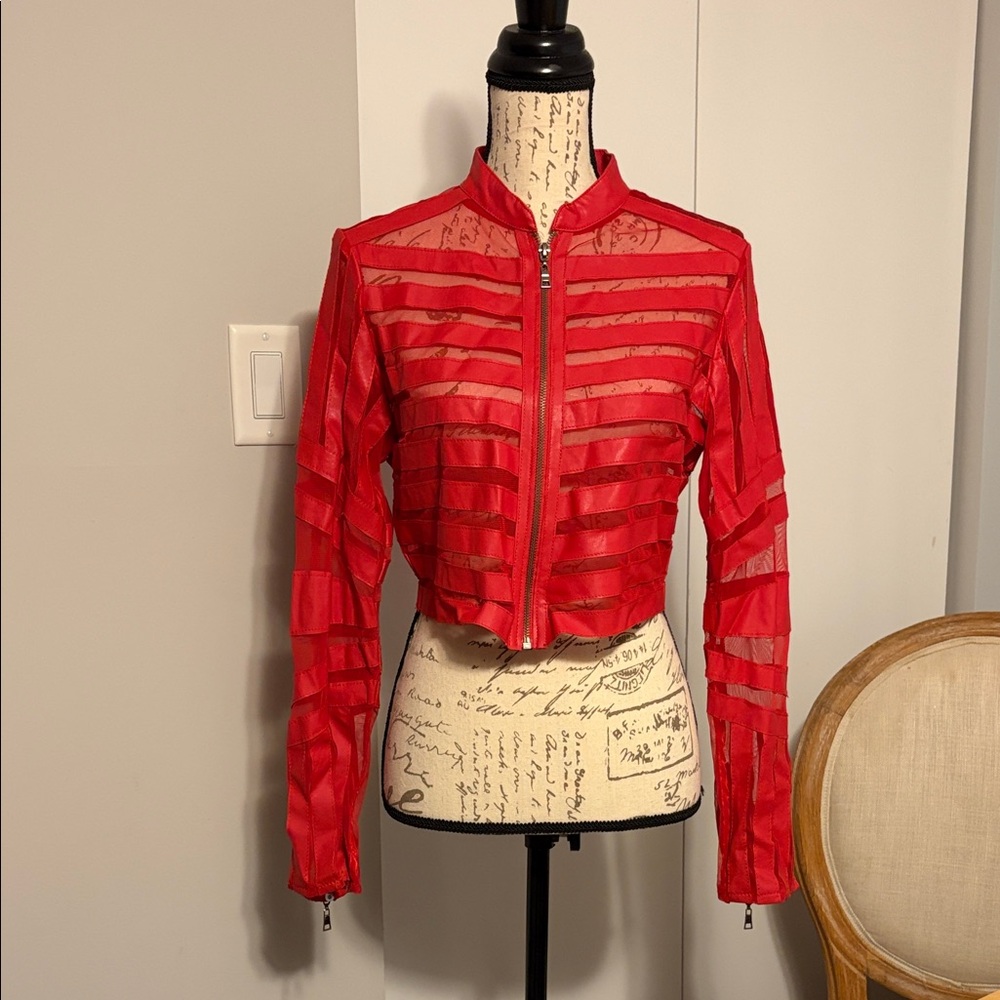 Dots Red Sheer Bomber Jacket